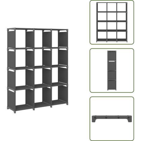 Estantería de almacenamiento - vidaXL Estantería de 12 cubos de tela gris 103x30x141 cm - Estantería moderna