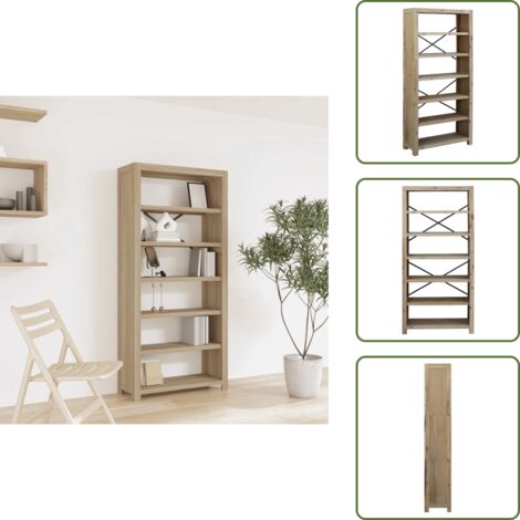 Estantería de almacenamiento - vidaXL Estantería de 6 niveles madera maciza de acacia 80x30x170 cm - Estantería de libros