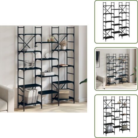 Estantería de almacenamiento - vidaXL Estantería madera de ingeniería negra 127,5x28,5x172,5 cm - Estantería decorativa