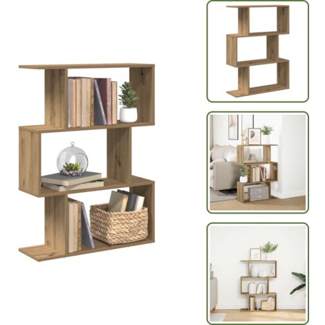Estantería de almacenamiento - vidaXL Librería divisora 3 niveles madera roble artisan 70x24x97 cm - Estantería de 3 niveles