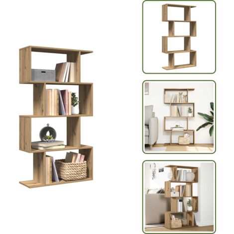 Estantería de almacenamiento - vidaXL Librería divisora 4 niveles madera roble artisan 70x24x129 cm - Estantería de 4 niveles