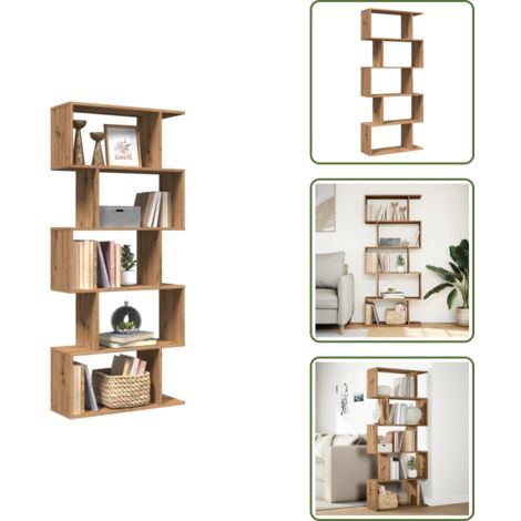 Estantería de almacenamiento - vidaXL Librería divisora 5 niveles madera roble artisan 70x24x161 cm - Estantería de 5 niveles
