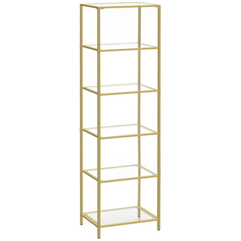 Estantería de baño 30 x 40 x 1773 cm mueble de almacenaje de 4 niveles de cristal templado resistente fácil de montar para salón dormitorio despacho dorado 120005727