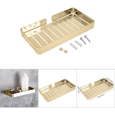 Estantería de baño de acero inoxidable para montaje en pared - Jabonera con escurridor - Cesta de almacenamiento de diseño - Soporte fijo resistente - Resistente a la corrosión