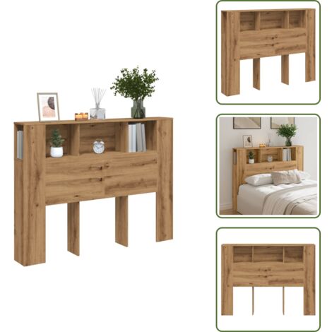Estantería de cama - vidaXL Cabecero de cama roble artesanal 140x18,5x102,5 cm madera de ingeniería - Cabecero de cama roble