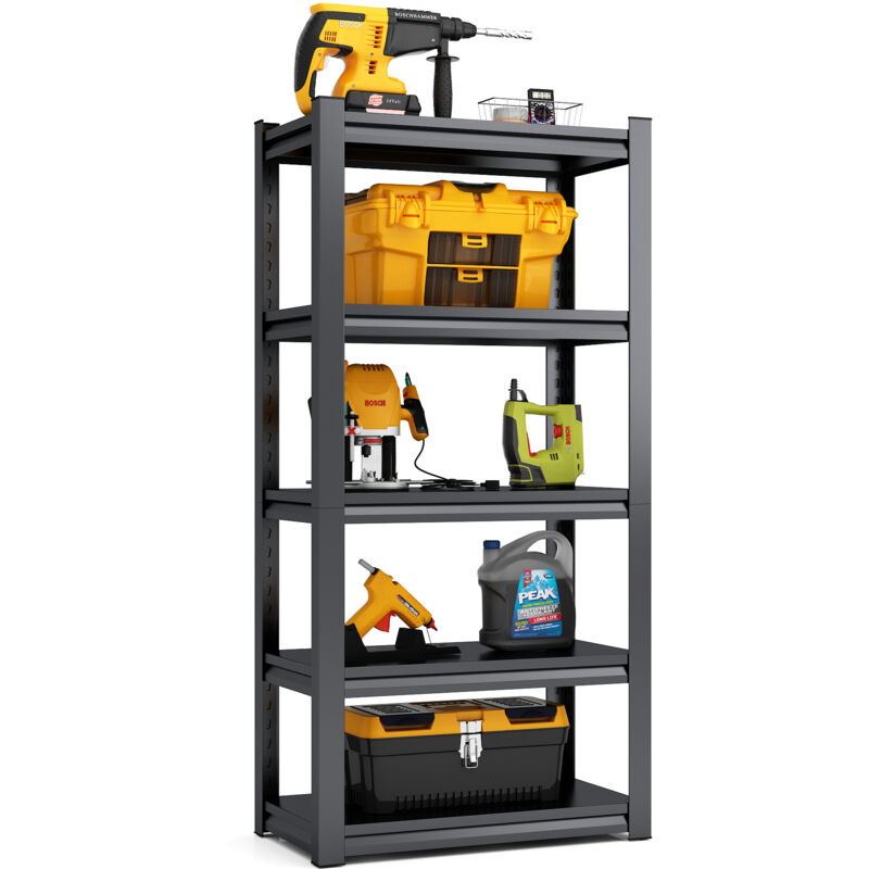 Estantería de carga pesada, 160 cm de altura, 5 estantes, estantería metálica con capacidad de carga de 650 kg, regulable en altura, estantería