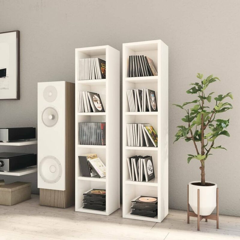 

Estanteria de CDs 2 uds blanco brillo aglomerado 21x16x93,5cm