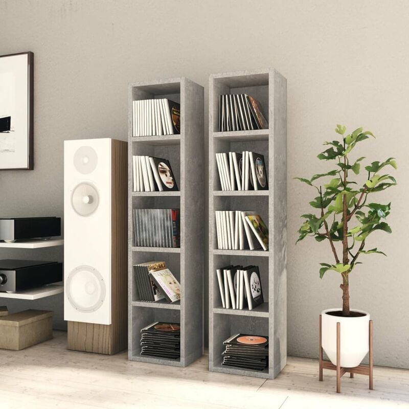 

Estanteria de CDs 2 uds gris hormigon aglomerado 21x16x93,5cm
