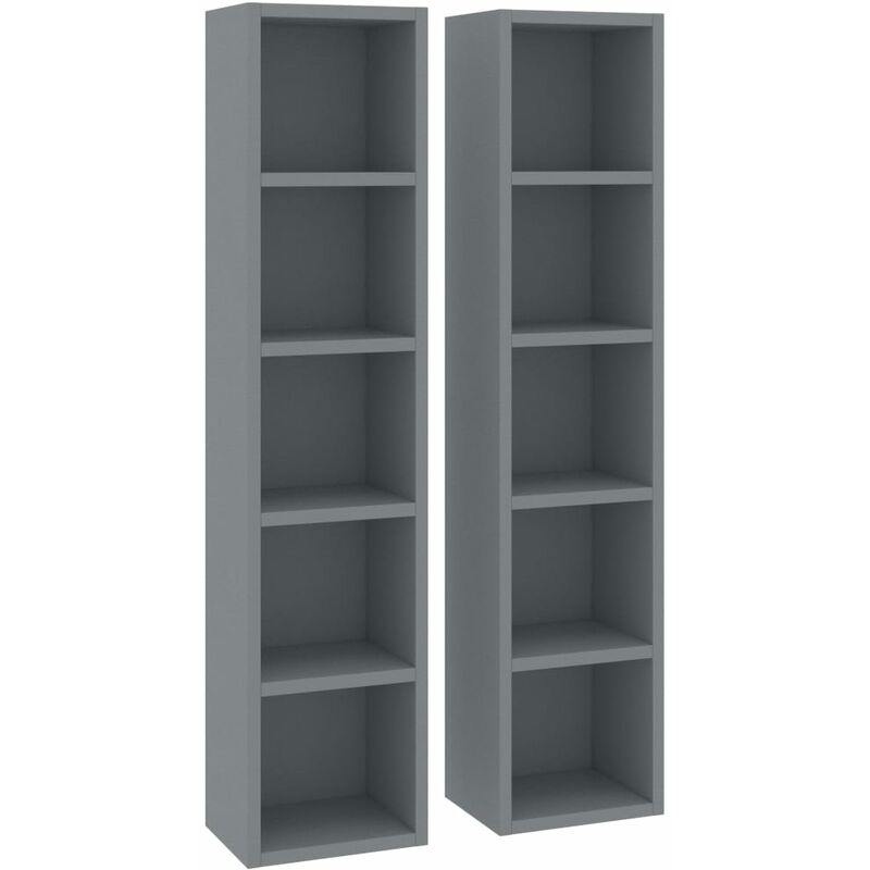 

vidaXL Estantería de CDs 2 Unidades Aglomerado 21x16x93,5 cm Gris - Gris