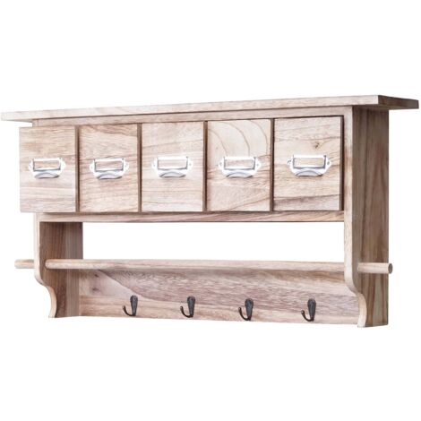 Estantería de cocina HHG-355, estantería doméstica Estantería, vintage con 5 cajones 32x65x13cm, naturaleza