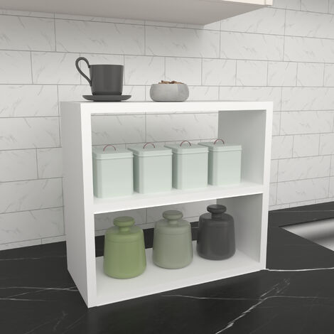 Estantería de cocina Hjo 2 niveles aglomerado 40 x 44 x 20 cm blanco [en.casa]