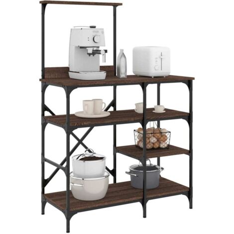 Estantería de cocina madera ingeniería metal marrón 90x40x132cm