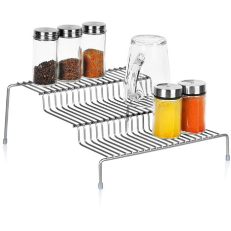 Estantería de cocina metálica gris, 3 niveles, 28x26x11 cm