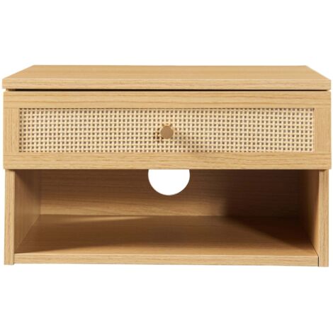 Estantería de diseño atemporal para salón/dormitorio mueble de almacenaje de pared 40 x 32 x 23 cm efecto roble con aspecto de ratán 030011240