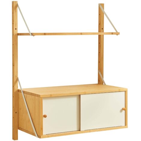 Estantería de diseño atemporal para salón/dormitorio mueble de almacenaje de pared 85 x 65 x 34 cm bambú natural 030011297