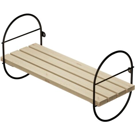 Estantería de diseño atemporal para salón/dormitorio mueble de almacenaje de pared metal y madera de pino 40 x 16 x 20 cm acabado negro y natural 030011265