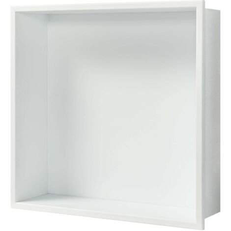 Estantería de diseño atemporal para salón/dormitorio mueble de almacenaje integrado acero inoxidable 32 x 32 x 10 cm blanco mate 030011192