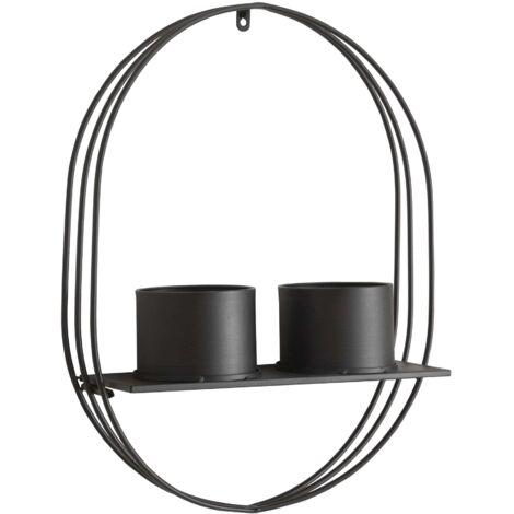 Estantería de diseño atemporal para salón/dormitorio mueble de pared para plantas 61 x 47 x 15 cm metal negro 030011271
