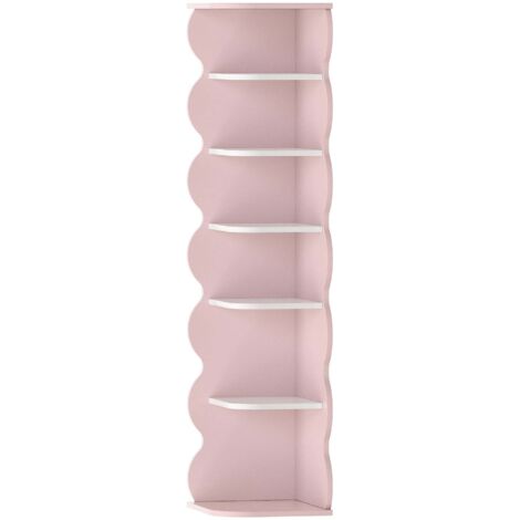 Estantería de diseño atemporal para salón/dormitorio zapatero infantil 108 x 27 x 27 cm rosa y blanco 030011325