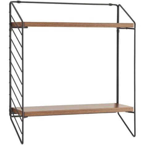 Estantería de diseño atemporal para salón o dormitorio mueble de almacenaje de pared con 2 baldas 48 x 42 x 14 cm marrón 030011235