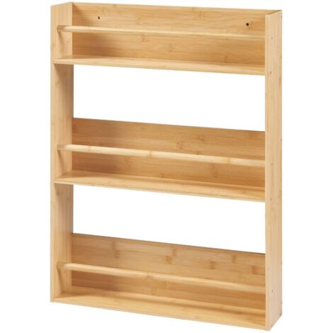 Estantería de diseño atemporal para salón o dormitorio mueble de almacenaje de pared de 3 niveles bambú 80 x 60 x 12 cm natural 030011254