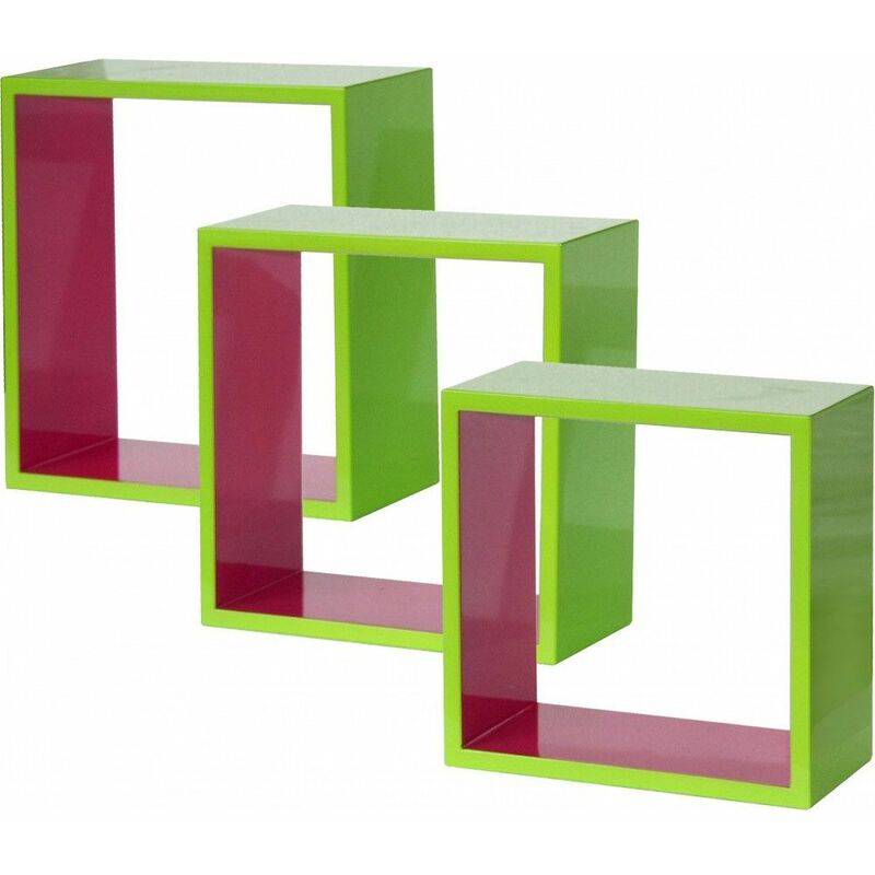 

Estantería de diseño de 3 piezas de MDF luz brillante decoración chica habitación rosa verde vida BHP B421566-2212