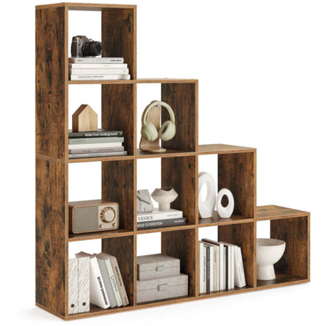 Estantería de escalera 129,5 x 29 x 129,5 cm mueble de almacenaje de 6 compartimentos para librería salón dormitorio blanco 120005762