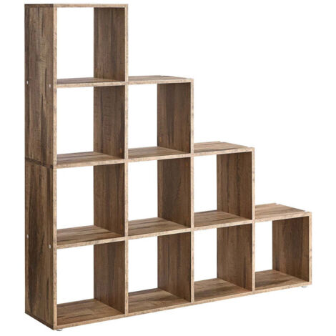 Estantería de escalera con 6 compartimentos para librería salón dormitorio color blanco 120005764