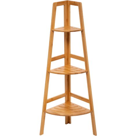 Estantería de esquina de bambú de 3 niveles sicela 31.9x31.9x103cm - Beige