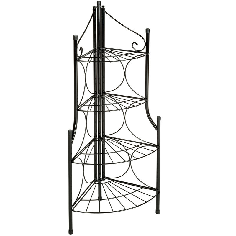 

Tectake - Estantería de esquina para maceteros con 4 niveles - soporte a tres alturas para macetas, estantería de aluminio esquinera para exterior,