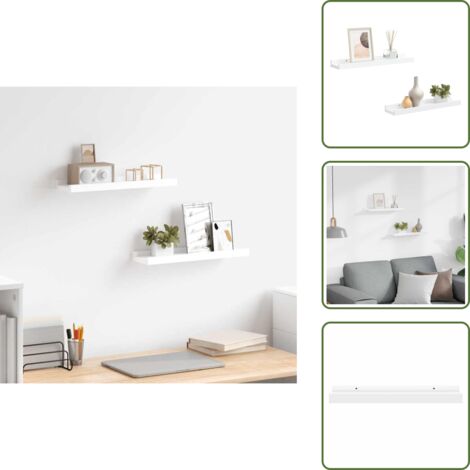 Estantería de fotos - vidaXL Repisa para marcos de fotos 2 uds MDF blanco 40x9x3 cm - Repisa para fotos