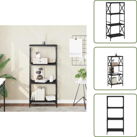 Estantería de ingeniería - vidaXL Librería de 4 estantes madera ingeniería negro 59x35x132 cm - Estantería de metal