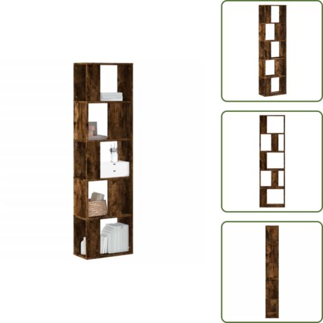 Estantería de ingeniería - vidaXL Librería de 5 niveles madera ingeniería roble ahumado - Estantería de roble ahumado