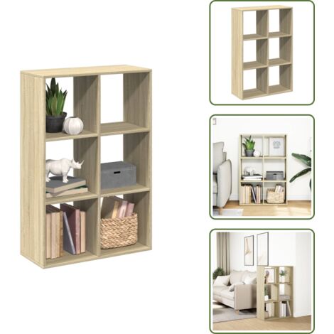 Estantería de ingeniería - vidaXL Librería divisor madera ingeniería roble Sonoma 69,5x29x103,5cm - Separador de ambientes