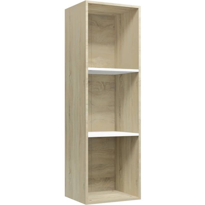 

vidaXL Estantería de Libros/Mueble TV Aglomerado 36x30x114 cm Blanco Roble Sonoma - Blanco