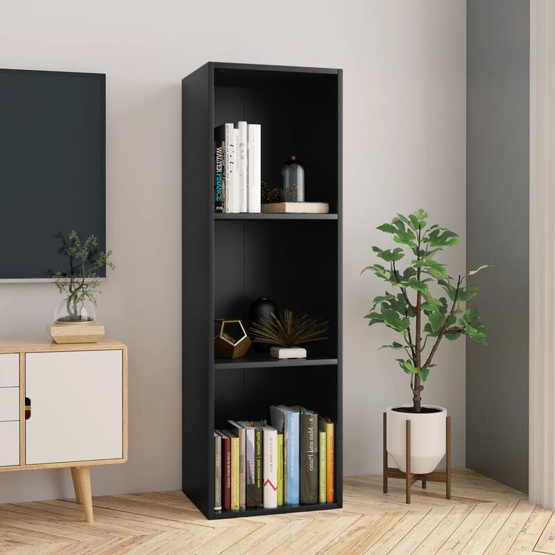 

Happyshopping - Estanteria de libros/mueble TV aglomerado negro 36x30x114 cm