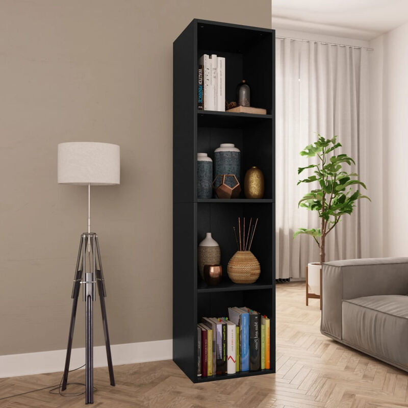 

Estanteria de libros/mueble TV aglomerado negro 36x30x143 cm