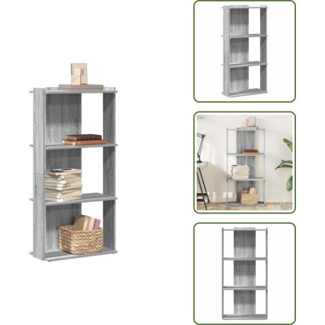Estantería de libros - vidaXL Librería 3 estantes madera ingeniería gris Sonoma 60x30x120 cm - Estantería decorativa