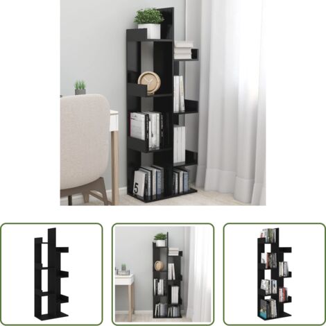 Estantería de madera -  Armario de libros madera contrachapada negro 48x25,5x140 cm