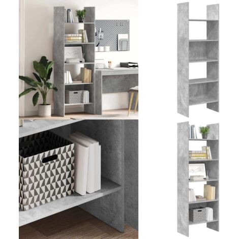 Estantería de madera contrachapada gris hormigón 60x35x180 cm - Estantería de libros - Estantería moderna