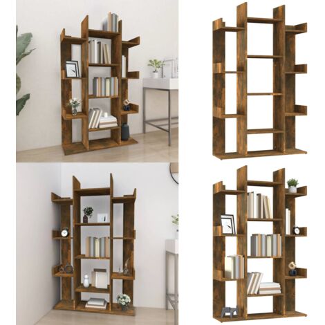 Estantería de madera contrachapada roble ahumado 86x25,5x140 cm - Estantería de libros - Estantería de madera contrachapada