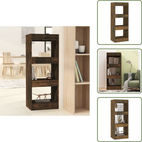 Estantería de madera contrachapada - vidaXL Estantería/divisor madera ingeniería roble ahumado 40x30x103 cm - Estantería para libros