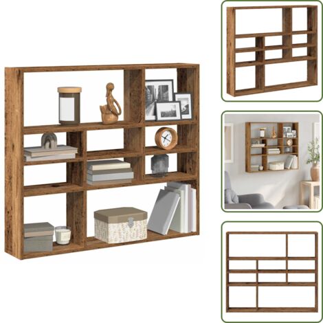 Estantería de madera contrachapada - vidaXL Estantería pared madera contrachapada madera antigua 90x16x78cm - Estantería para salón