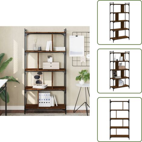 Estantería de madera contrachapada - vidaXL Librería 5 estantes madera ingeniería marrón roble 76x32x158 cm - Estantería decorativa