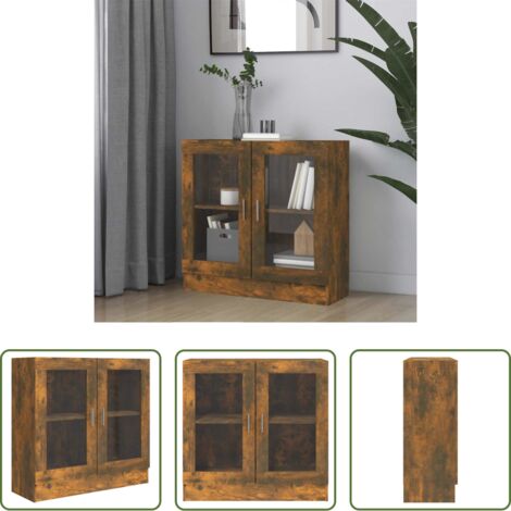 Estantería de madera contrachapada -  Vitrina madera contrachapada roble ahumado 82,5x30,5x80 cm