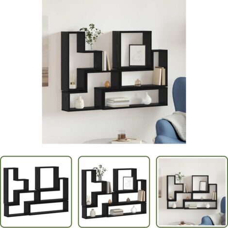 Estantería de madera -  Cubo de Pared Roble negro 96 x 12 x 64 cm Madera contrachapada