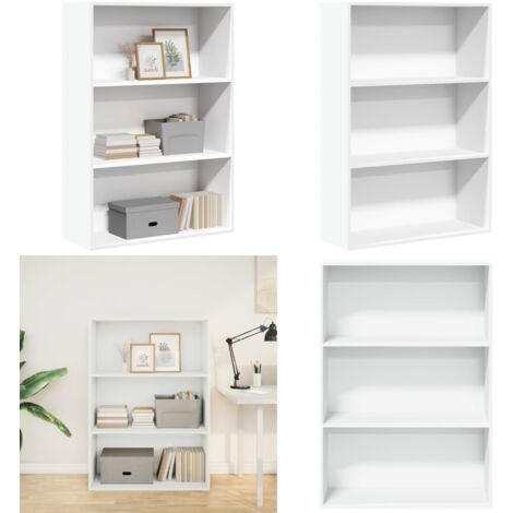 Estantería de madera de ingeniería blanca 80x30x114 cm - Almacenamiento - Estantería blanca