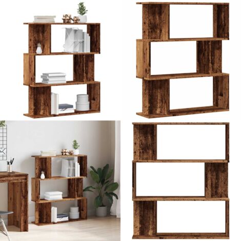 Estantería de madera de ingeniería envejecida 80x24x96 cm - Estantería de madera - Estantería de 3 niveles