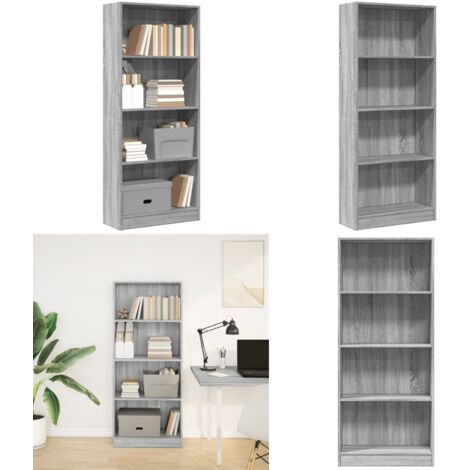 Estantería de madera de ingeniería gris Sonoma 60x24x143 cm - Almacenamiento - Estantería gris