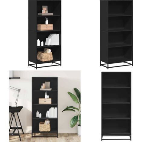 Estantería de madera de ingeniería negra 60x35x139 cm - Estantería de ingeniería - Estantería negra
